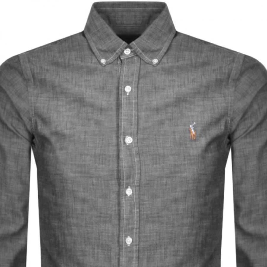 Alternative Image for ProductRalph Lauren Chambray Slim Fit Shirt Grey2